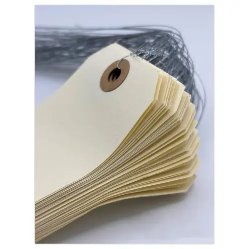 1000 Étiquettes américaines à œillet + fil de fer 120 x 57 mm