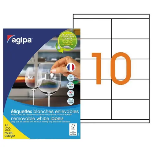 100 Planches d'&eacute;tiquettes MU 105X57mm soit 1000 &eacute;tiquettes 