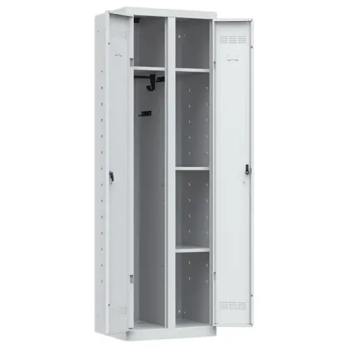 Vestiaire multiservices H.198 x L.60cm, penderie et rangement gris 