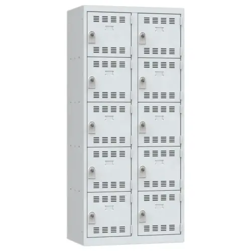 Vestiaire multicases - 2 colonnes de 5 cases - 180 x 80 cm - Gris - VINCO INDUSTRIES