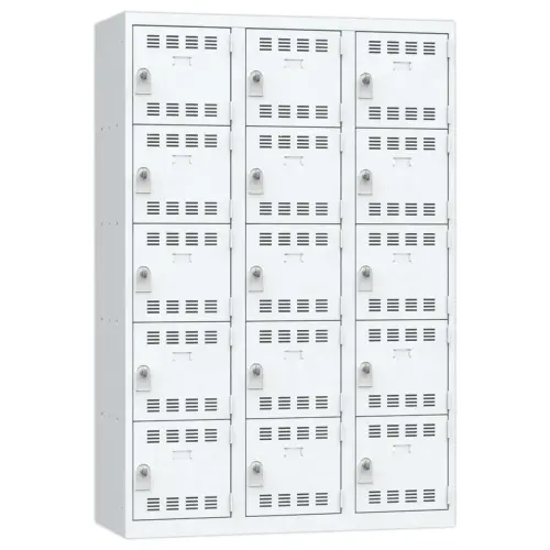 Vestiaire multicases - 3 colonnes de 5 cases - 180 x 120 cm - Gris - VINCO INDUSTRIES