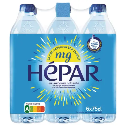 6 Bouteilles d'eau Hepar 75cl 