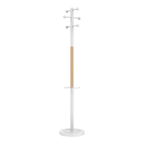 Portemanteau ACCES - 6 patères - Blanc / hêtre - UNILUX