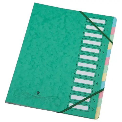 Trieur extensible carte lustrée - 12 onglets - Vert - FIDUCIAL