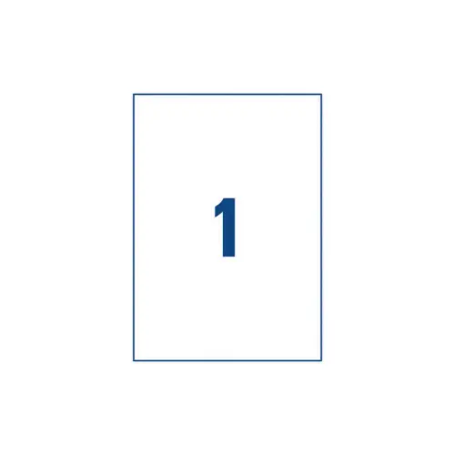 25 Planches d'étiquettes transparentes 210x297 mm, 25 étiq/boîte