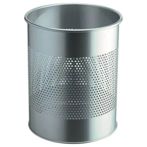 Corbeille &agrave; papier m&eacute;tal ajour&eacute;e 15 litre argent 