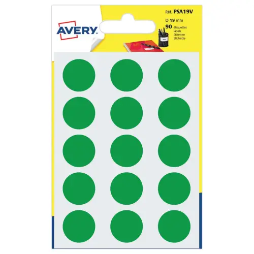 Pastilles gommettes - &Oslash; 19 mm - vert - AVERY 