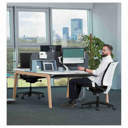Siège NAVIGO synchrone coque blanche -tissu noir monté