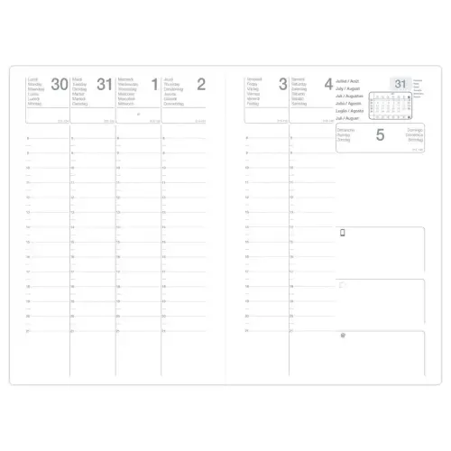 Agenda semainier classique noir Août 2026 à Juillet 2027 - 16 x 24 cm