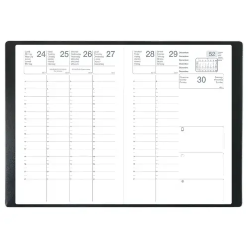 Agenda semainier Classique - 16 x 24 cm - Noir - Janvier à décembre 2027