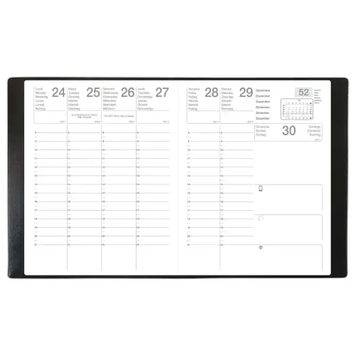 Agenda semainier Classique - 21 x 27 cm - Noir - Janvier &agrave; d&eacute;cembre 2027 