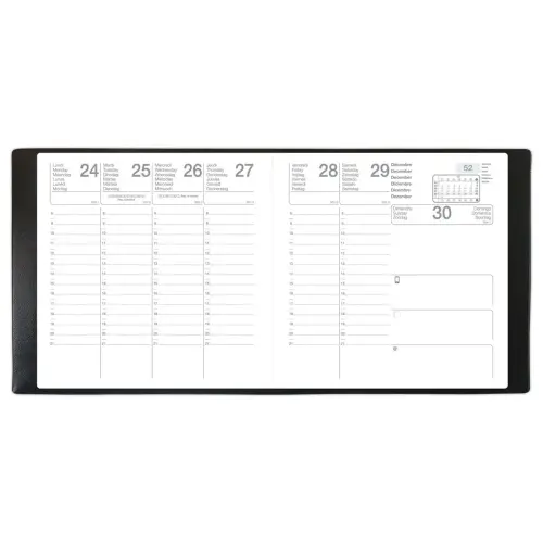 Agenda semainier Classique - 9x12,5 cm- Noir - Janvier &agrave; d&eacute;cembre 