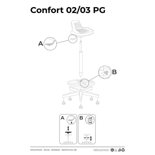 Tabouret technique – Assise réglable en hauteur – Monté