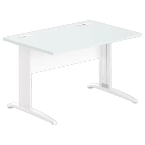 Bureau Buenos Aires - 120 x 80 cm - Plateau gris et pieds blancs - FIDUCIAL OFFICE SOLUTIONS