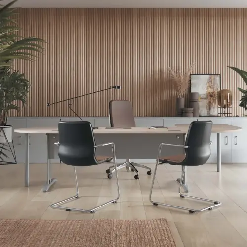 Bureau BUENOS AIRES - Plateau noyer et pieds aluminium - 120x80 cm 