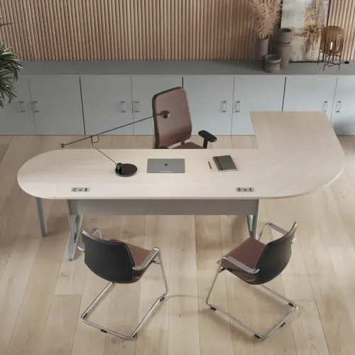 Bureau BUENOS AIRES - Plateau noyer et pieds aluminium - 120x80 cm 
