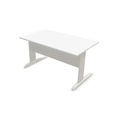 Bureau Buenos Aires - Plateau blanc et pieds aluminium - 140x80 cm