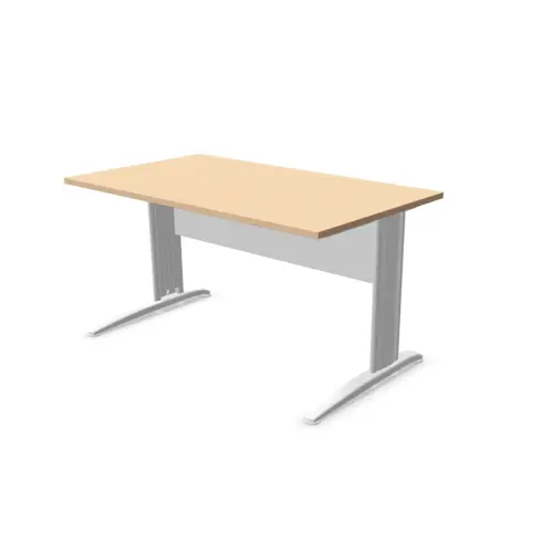 Bureau Buenos Aires - 140 x 80 cm - Plateau hêtre et pieds blancs - FIDUCIAL OFFICE SOLUTIONS