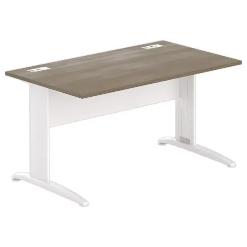 Bureau Buenos Aires - 140 x 80 cm - Plateau noyer et pieds blancs - FIDUCIAL OFFICE SOLUTIONS 