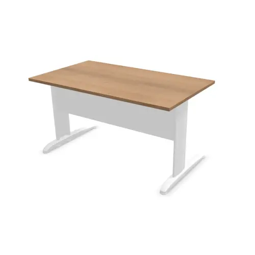 Bureau Buenos Aires - 140 x 80 cm - Plateau noyer et pieds blancs - FIDUCIAL OFFICE SOLUTIONS 