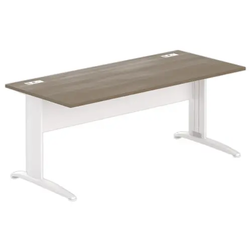 Bureau Buenos Aires - 180 x 80 cm - Plateau noyer et pieds blancs - FIDUCIAL OFFICE SOLUTIONS