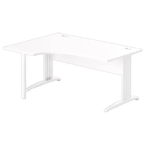 Bureau BUENOS AIRES compact retour &agrave; gauche blanc/blanc, L160 
