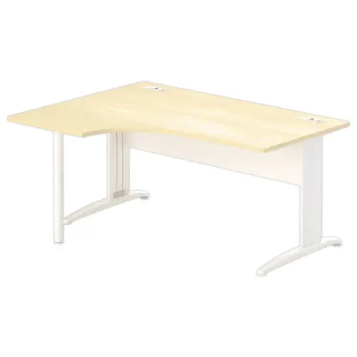 Bureau BUENOS AIRES compact retour &agrave; gauche h&ecirc;tre/blanc, L160 