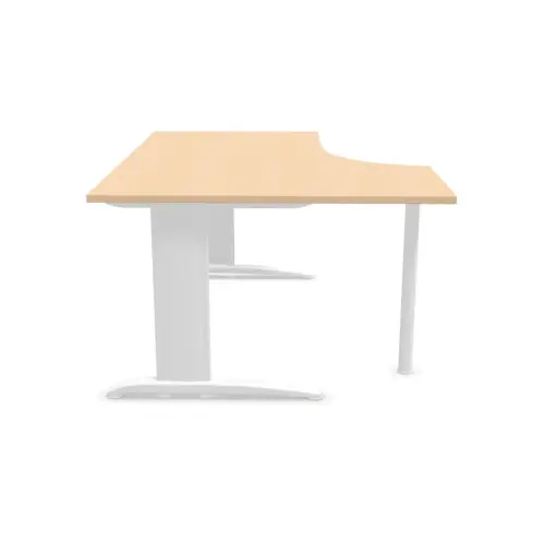 Bureau BUENOS AIRES compact retour &agrave; gauche h&ecirc;tre/blanc, L160 