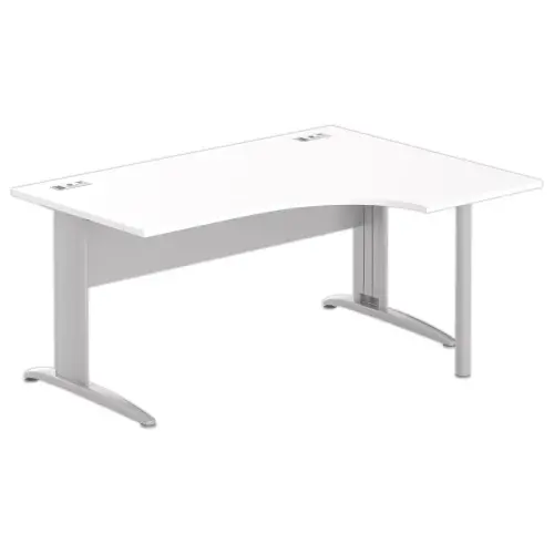Bureau BUENOS AIRES compact retour à droite blanc/alu, L160