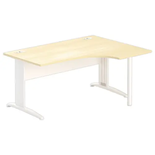Bureau BUENOS AIRES compact retour à droite hêtre/blanc, L160