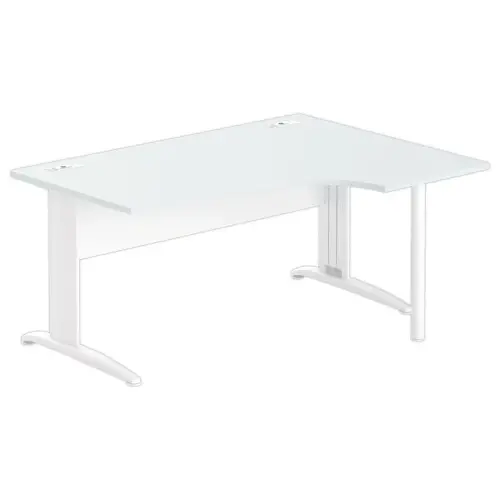Bureau BUENOS AIRES compact retour &agrave; droite gris/blanc, L160 