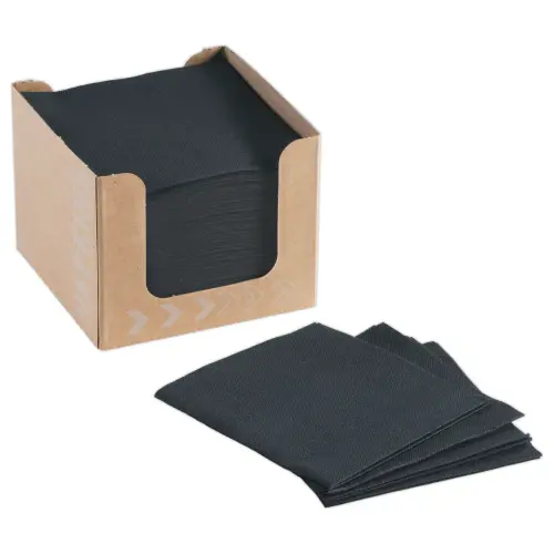 50 Serviettes à cocktail - 20 x 20 cm - Noir - Duni