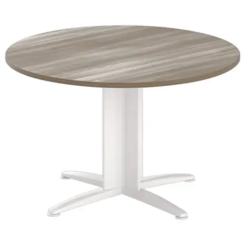 Table réunion ronde diam. 116cm noyer/blanc