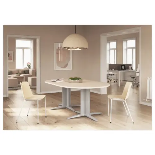 Table réunion ovale 200x120 blanc/blanc