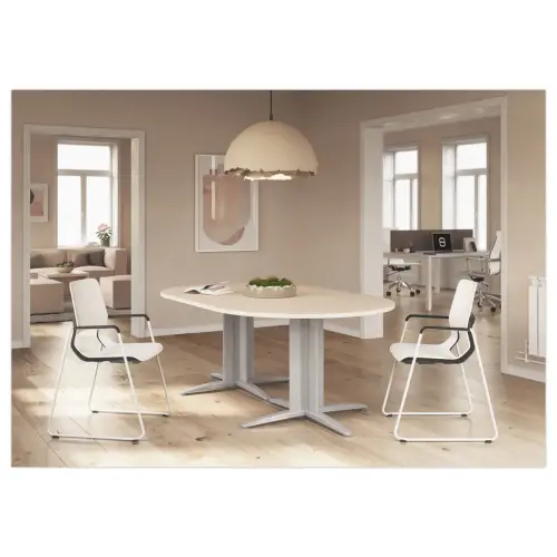 Table réunion ovale 200x120 blanc/blanc