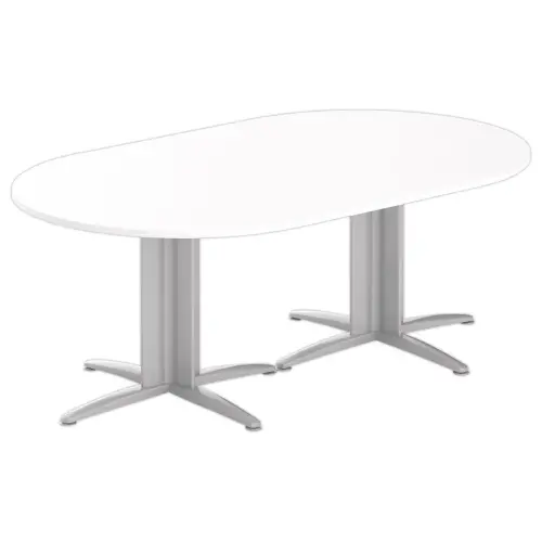 Table réunion ovale 200x120 blanc/aluminium