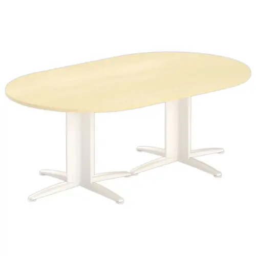 Table r&eacute;union ovale 200x120 h&ecirc;tre/blanc 