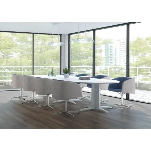 Table r&eacute;union ovale 200x120 h&ecirc;tre/blanc 