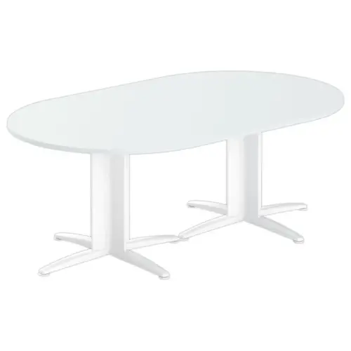 Table réunion ovale 200x120 gris/blanc