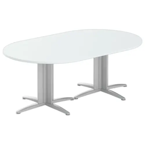 Table réunion ovale 200x120 gris/aluminium