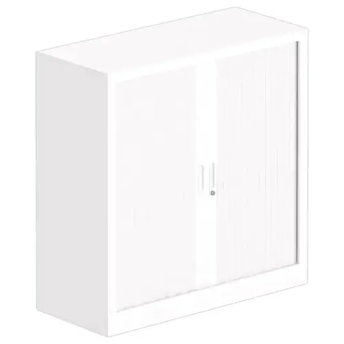 Armoire basse &agrave; rideaux m&eacute;talliques - 100 x 100 cm - Blanc 