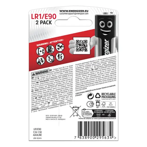 2 Piles alcalines LR1/E90 - 1,5V - ENERGIZER 