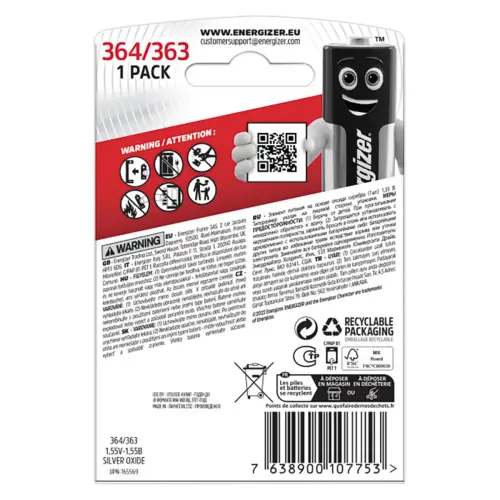 Pile oxyde d'argent 364/363 - 1,55V - ENERGIZER