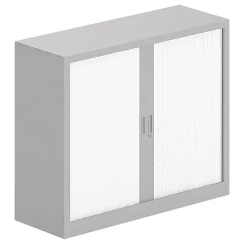 Armoire basse à rideaux - Aluminium/blanc - 100x120 cm