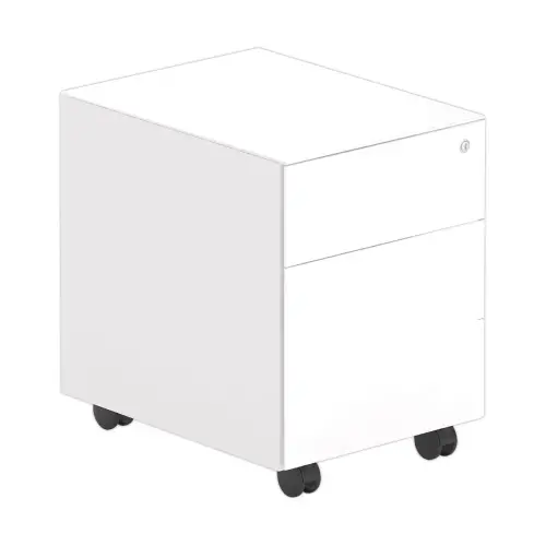 Caisson mobile m&eacute;tallique 2 tiroirs avec plumier - Blanc 