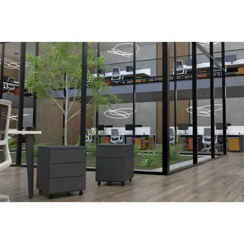 Caisson mobile en métal - 3 tiroirs - Anthracite
