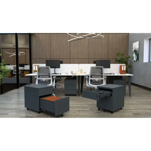 Caisson mobile en métal - 3 tiroirs - Anthracite