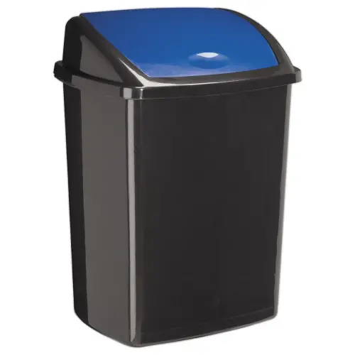 Poubelle &agrave; couvercle basculant plastique 50L bleu 