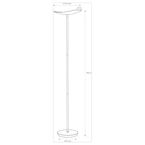 Lampadaire droit LED 30W chromé, avec variateur noir