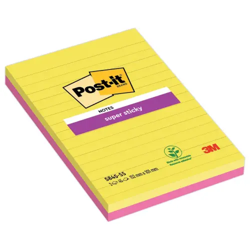 2 Notes repositionnables lignées Super Sticky - POST-IT